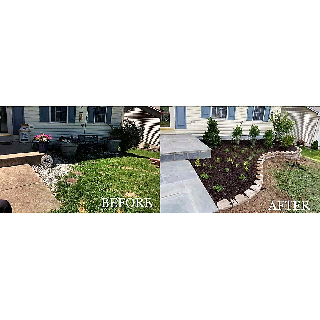 Garden & Bed Design — Custom beds with fresh mulch and clean stone edging.